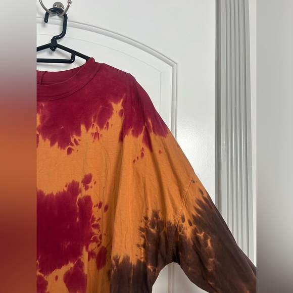 Free People Be Free Tie Dye Long Sleeve T-Shirt in French Roast size XL 70s - Picture 7 of 12
